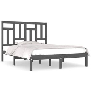 vidaXL Bedframe massief grenenhout grijs 200x200 cm