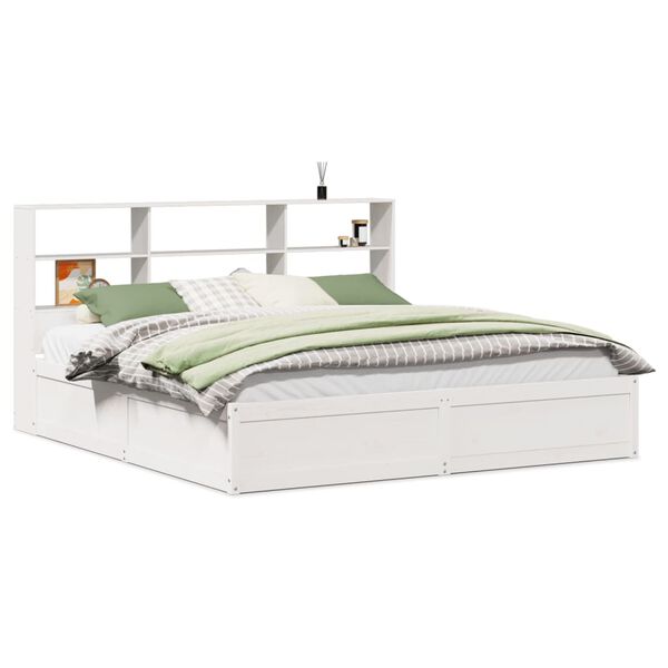 vidaXL Bedframe zonder matras massief grenenhout wit 200x200 cm