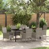 vidaXL Tuin eettafelset met kussen 7 pcs Grijs poly rattan