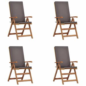 vidaXL Tuinstoel 4 st Bruin en Grijs Massief Teakhout