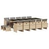 vidaXL 15-delige Tuinset met kussens poly rattan gemengd beige