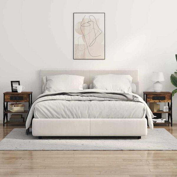 vidaXL Nachtkastje Gerookt eiken 41 x 31 x 51 cm Bewerkt hout