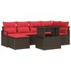 vidaXL Tuin Sofa Set met kussen met opslag 7 pcs Bruin Poly riet