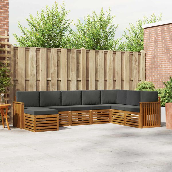 vidaXL Sofa-Sets 8 pcs Natuurlijk en Antraciet Massief Acaciahout