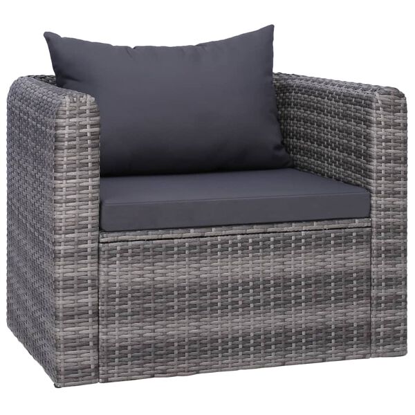vidaXL 8-delige Loungeset met kussens poly rattan grijs