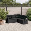 vidaXL 5-delige Loungeset met kussens poly rattan zwart