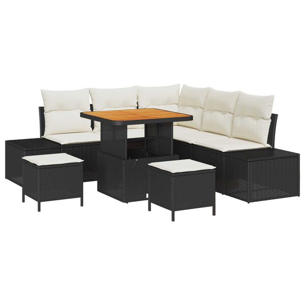 vidaXL Tuin Sofa Set met kussen 8 pcs Zwart Poly riet