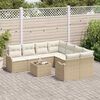 vidaXL Tuin Sofa Set met kussen met opslag 9 pcs Beige poly rattan