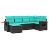 vidaXL 6-delige Loungeset met kussens poly rattan zwart