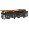 vidaXL 11-delige Tuinset met kussens poly rattan zwart