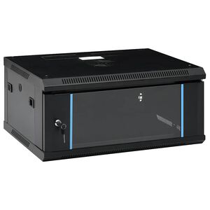 vidaXL Netwerk kasten met opslag Zwart 600 x 450 x 285 mm Staal