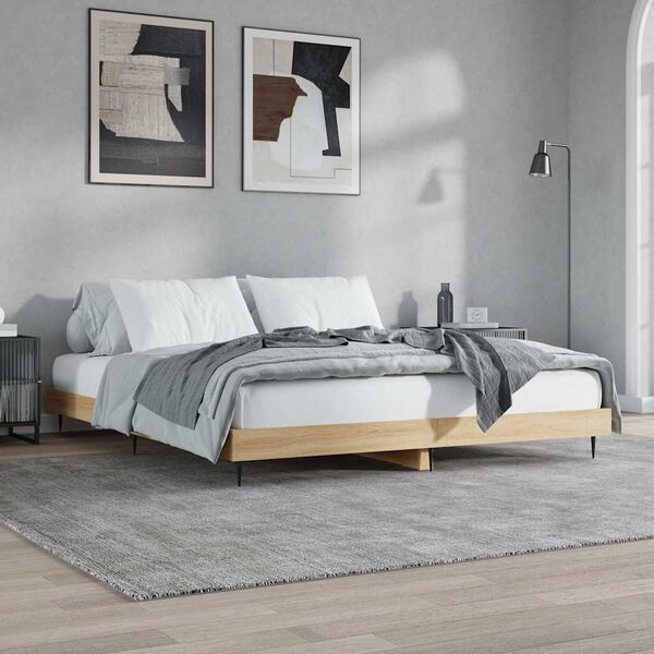 vidaXL Bedframe zonder matras 200x200cm spaanplaat sonoma eikenkleurig