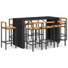vidaXL 9-delige Tuinbarset poly rattan en massief acaciahout zwart