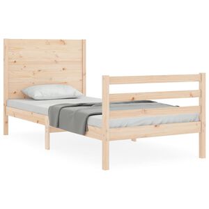 vidaXL Bedframe met hoofdbord massief hout 90x200 cm