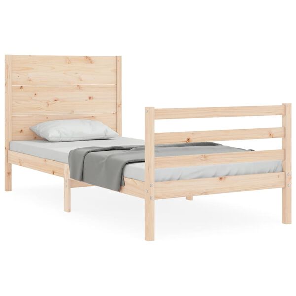 vidaXL Bedframe met hoofdbord massief hout 90x200 cm