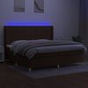 vidaXL Boxspring met matras en LED stof donkerbruin 200x200 cm