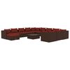 vidaXL 13-delige Loungeset met kussens poly rattan bruin