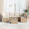 vidaXL Tuin Sofa Set 7 pcs Beige en Cr&egrave;me Poly rattan, staal en glas