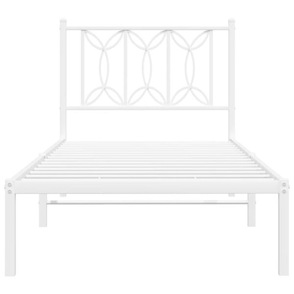vidaXL Bedframe met hoofdbord metaal wit 80x200 cm