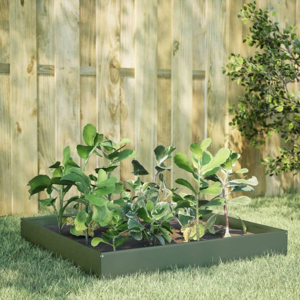 vidaXL Plantenbak verhoogd 100x100x26 cm staal olijfgroen