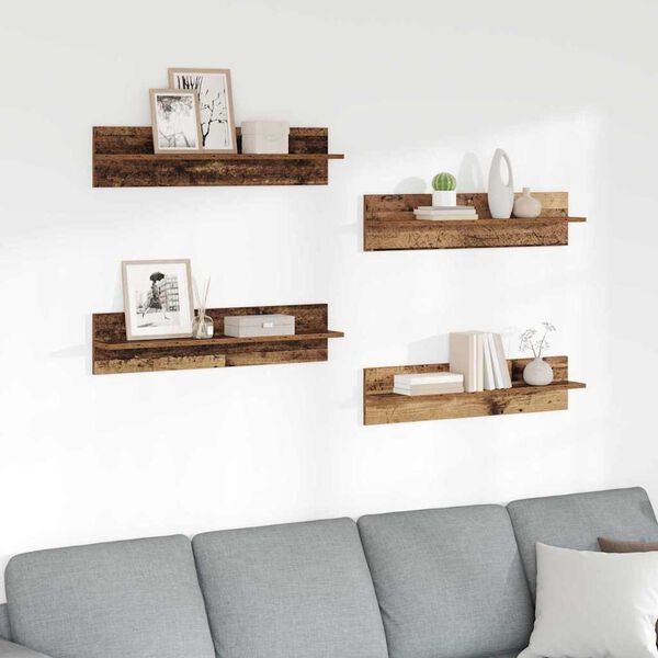vidaXL Wandplanken 4 pcs Oud Hout 80 x 11,5 x 18 cm Bewerkt hout