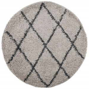 vidaXL Vloerkleed PAMPLONA shaggy hoogpolig &Oslash; 100 cm beige antraciet