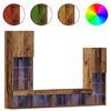 vidaXL TV-kast met LED-striplichten 4 pcs Oud hout Bewerkt hout