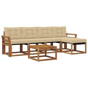 vidaXL Buiten bankenset met kussen 6 pcs Natuurlijk en Beige