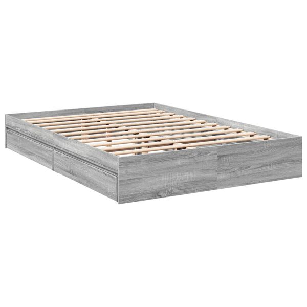 vidaXL Bedframe met lades bewerkt hout grijs sonoma eiken 150x200 cm