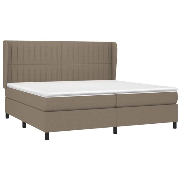 vidaXL Boxspring met matras stof taupe 200x200 cm