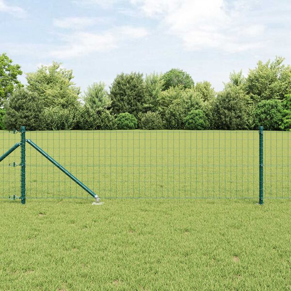 vidaXL Hek met Paal Groen 0,8 x 25 m Staal en PVC