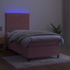 vidaXL Boxspring met matras en LED fluweel roze 90x190 cm