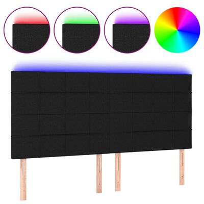 vidaXL Hoofdbord LED 180x5x118/128 cm stof zwart