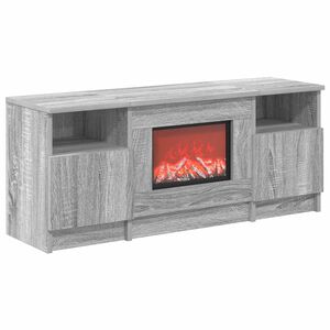 vidaXL Elektrische haard Grijs Sonoma 98 x 28,5 x 40,5 cm Bewerkt hout