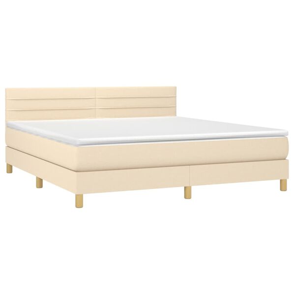 vidaXL Boxspring met matras en LED stof cr&egrave;mekleurig 180x200 cm