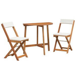 vidaXL Bistroset met kussen 3 pcs Olie naturel Massief Acaciahout