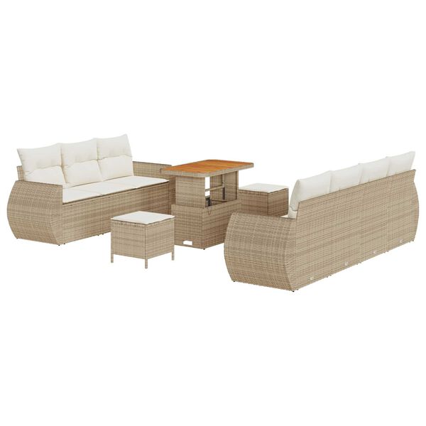 vidaXL Tuin Sofa Set met kussen 10 pcs Beige en Cr&egrave;me poly rattan