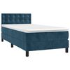 vidaXL Boxspring met matras en LED fluweel donkerblauw 90x190 cm