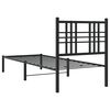 vidaXL Bedframe met hoofdbord metaal zwart 75x190 cm