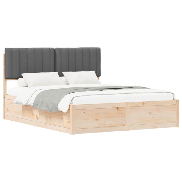 vidaXL Bedframe met Gevoerd Hoofdgedeelte Donkergrijs 150 x 200 cm