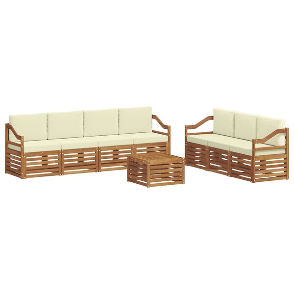 vidaXL Sofa-Sets 8 pcs Natuurlijk en Cr&egrave;me Massief Acaciahout