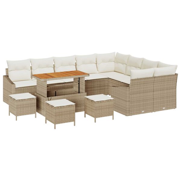 vidaXL Tuin Sofa Set met kussen met opslag 13 pcs Beige en Crème