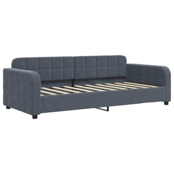 vidaXL Slaapbank onderschuifbed matrassen 90x190cm fluweel donkergrijs