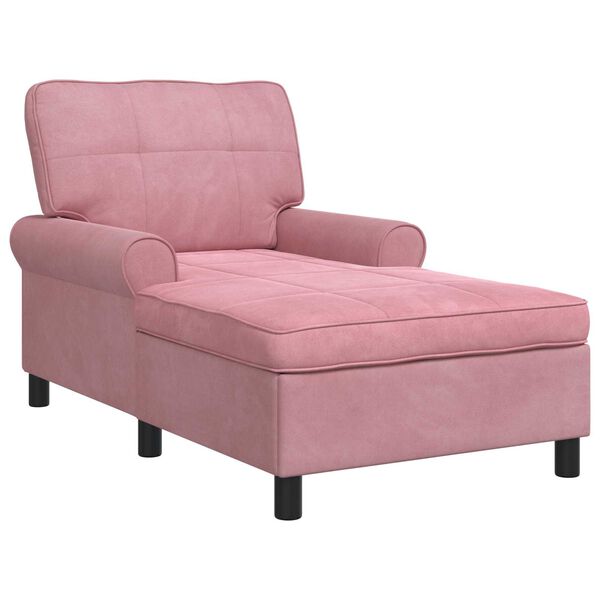 vidaXL Chaise Lounge met kussen Roze 91 x 157 x 91 cm Fluweel