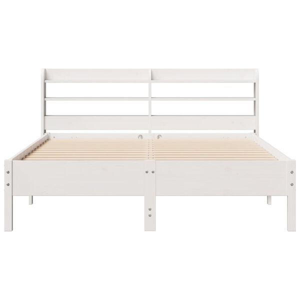 vidaXL Bedframe zonder matras massief grenenhout wit 140x190 cm