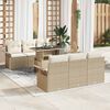 vidaXL Tuin Sofa Set met kussen met opslag 7 pcs Beige Poly riet