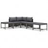 vidaXL 6-delige Loungeset met kussens poly rattan grijs