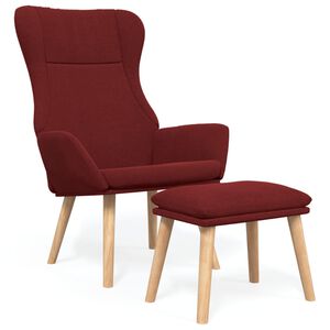 vidaXL Relaxstoel met voetenbank stof wijnrood