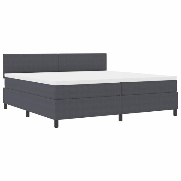 vidaXL Boxspringbed Donkergrijs en Wit 200 x 200 cm Katoen Stof