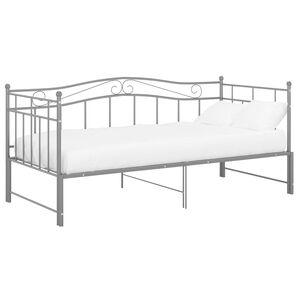 vidaXL Slaapbank uittrekbaar metaal grijs 90x200 cm